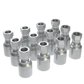 12PCS 3/8 inch Hydraulic Hose Fittings, 3/8" Hose x 3/8" JIC 37° Female Pipe Hydraulic Hose Crimp Fitting Ends for Air Hose Repair Kit