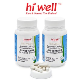 Hiwell (현대Hmall)하이웰 프리미엄 해조칼슘 마그네슘 비타민D 120캡슐 2통 (Hyundai Hmall) Highwell Premium Seaweed Calcium Magnesium Vitamin D 120 Capsules 2 Bottles