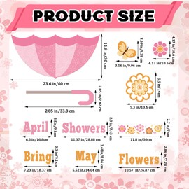 CHUNNIN Spring Classroom Bulletin Board Decorations April Showers Bring May Flowers Bulletin Board Set Boho Spring Flowers Paper Cutouts for Teacher Classroom School Home Kindergarten Supplies