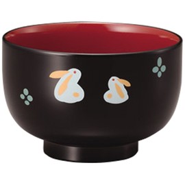 Ishida 67868 PC Soup Bowl Pair Rabbit 67868 Black Size: Approx. 4.1 x 4.1 x 2.8 inches (10.5 x 10.5 x 7 cm)