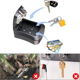 Key Lock Box Portable Outdoor Lock Box for Keys with Removable Chain, Weatherproof 4-Digit Combination Key Safe for Home Garage AirBnb Office, No Installation Require