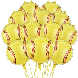 Softball Party Balloons,12pcs Softball Foil Balloons for Gender Reveal Baby Shower Decoration,Sports Theme Boys Girls Birthdays Party Supplies