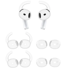ALXCD Earhooks Eartips Compatible with AirPods 4 4th Gen, 2 Pair Anti-Slip Anti Lost Soft Earhook Tips, 2 Pairs Fit in Case Silicon Ear Tips Ear Covers Compatible with AirPods 4 4S+4T White