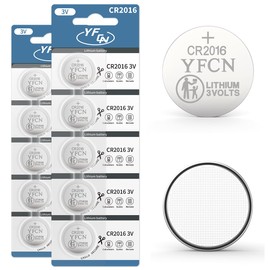 YFCN CR2016 Battery 3V Lithium Battery 10 Count Pack - CR 2016 Coin Cell Batteries - 5 Years Shelf Life