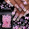 100pcs Pink Bow Flower Nail Charms for Acrylic Nails, 3D