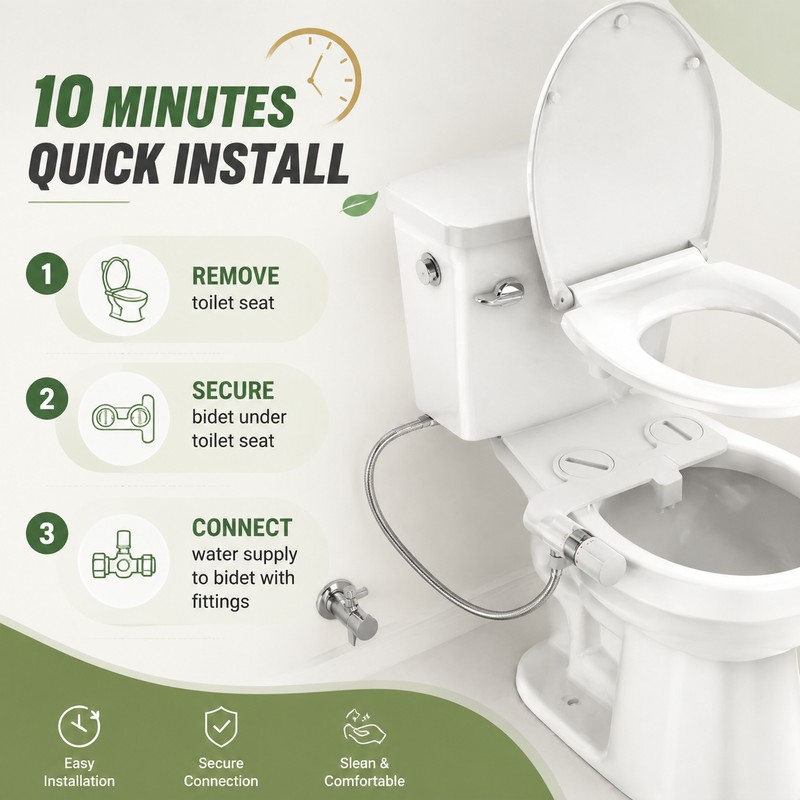 Ultra Slim Bidet Attachment for Toilet – Dual Nozzle Adjustable