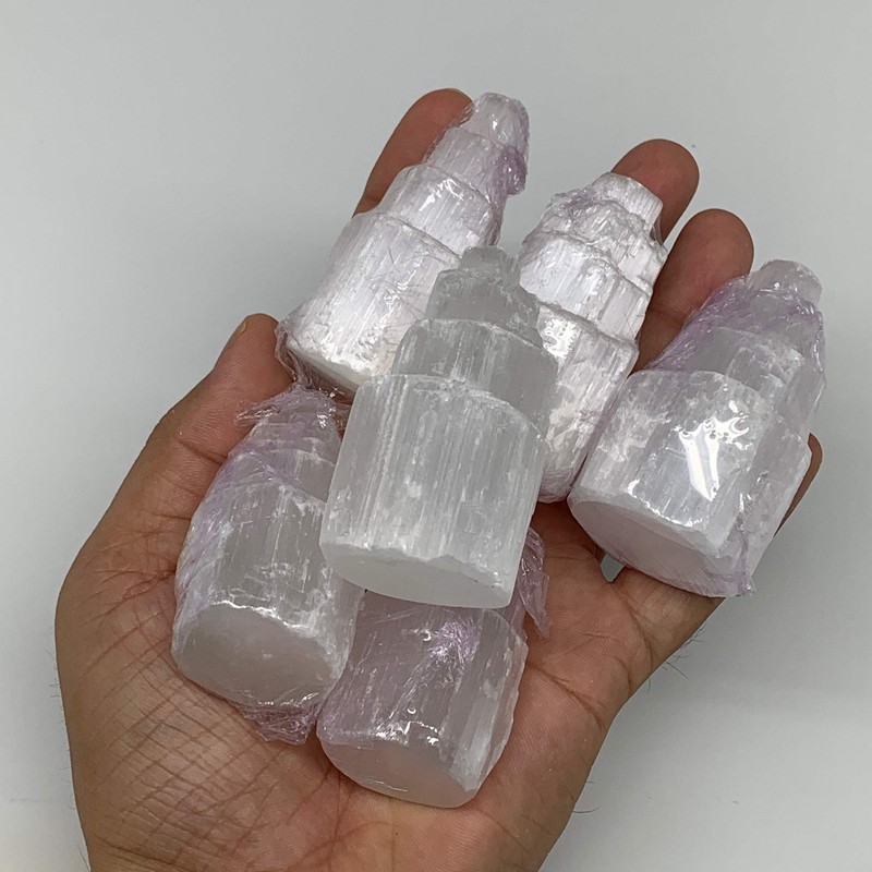 1pc, 2.2"-2.3", Natural Rough Solid Selenite (Satin Spar) Crystal Tower,
