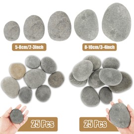 50 PCS Large Rocks for Painting 25pcs 2-3” & 25pcs 3-4” River Rocks for Painting Natural Flat & Smooth Rocks for Painting for Craft Gift