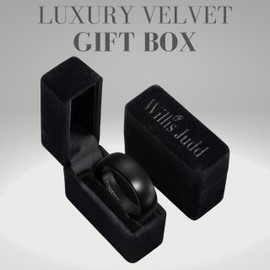 Willis Judd Mens Black Tungsten Ring In Gift Box 8mm Wedding Band Ring for Men Engagement Ring Comfort Fit Size V