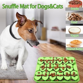 Femont Small Silicone Snuffle Mat for Small Dog Puppy Cat Slow Down Eating,Slow Feeder Lick Mat for Dry Wet Food for Pet Training Smell,Encourages Natural Foraging Skill,Relieving Stress (Green)