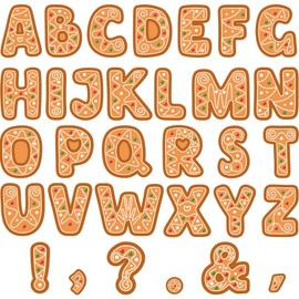 Qyeahkj 150 PCS Gingerbread Large 6 Inch Font Letters and Punctuation Set Christmas Classroom Alphabet Cutouts for Bulletin Board Display Home School Classroom Decor Winter Holiday Xmas Decorations
