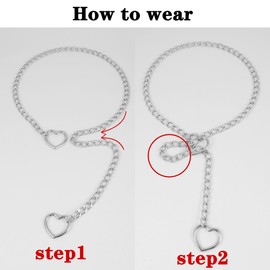 Manfnee PU Leather Choker, Punk, Goth, Emo Circle Necklace, Chain Choker for Women, Men, Adjustable, Zinc, No Gemstone