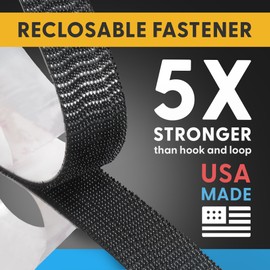 Industrial Strength - 10FT + Scissors Black Indoor/Outdoor Adhesive Mounting Tape - Self Mating Reclosable Fastener Compatible with 3M SJ3550 / SJ3560 Dual Lock