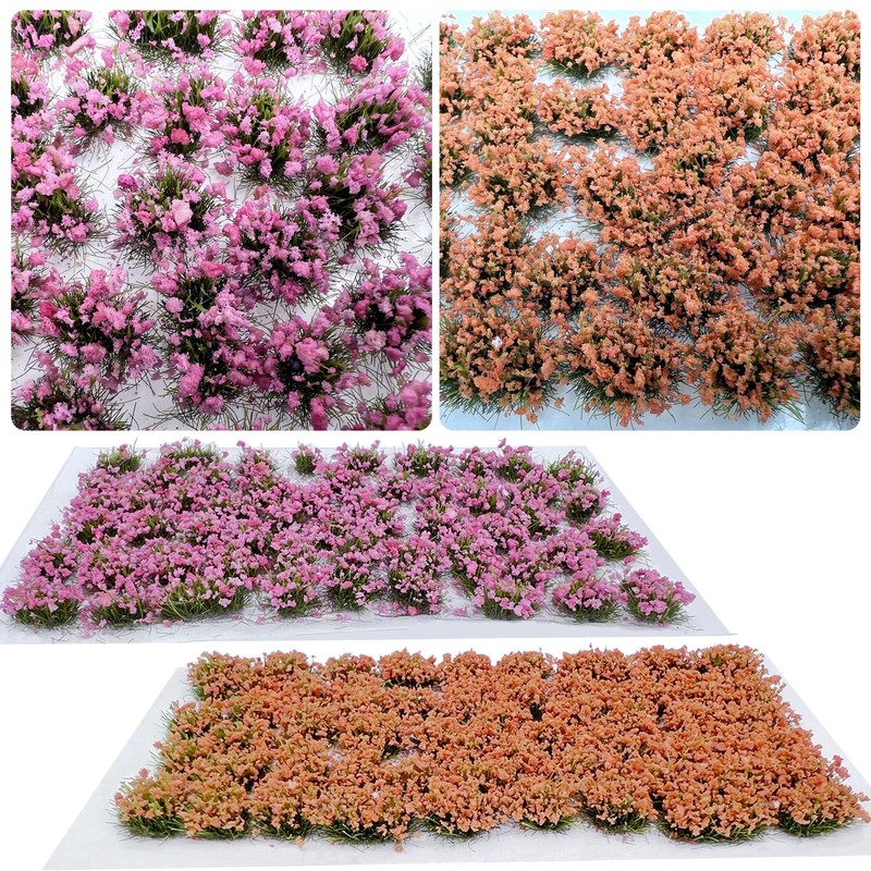 Woohome Miniature Colourful Flower Cluster, Multi Sizes Static Grass Tuft