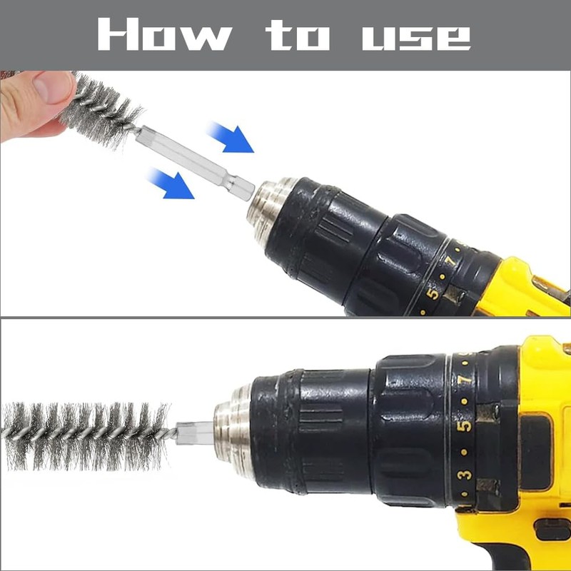 Stainless Steel Bore Brush Hex Handle Cleaning Wire Brush, 6Pcs