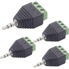 Audio Fan 3.5mm Connector 3 Poles Terminal Block 3.5 Stereo Mini Plug Terminal Converter Adapter Set of 4