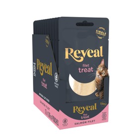 Reveal Natural Cat Treats, 12 Count Single Ingredient Treat for Cats, Grain Free, Whole Salmon Loin, 1.06 oz Bags