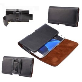 DFV mobile - Genuine Leather Case Belt Clip Horizontal für BQ Mobile BQ-5740G Spring (2020) - Black