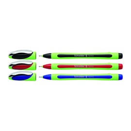 Schneider Xpress Fineliner Porous Point Pen, Stick, Medium 0.8 Mm, Assorted Ink Colors, Green Barrel, 3/Pack