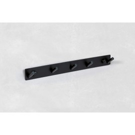 Ambrosya - Towel Holder Made of Stainless Steel in Black - Bathroom Clothes Hook Set Wardrobe (Stainless Steel (Black), 5 Hooks)