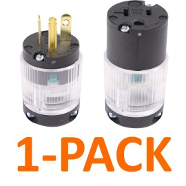 Journeyman*Pro Lighted 20 AMP Male Female Extension Cord Replacement Ends Power Plug Repair LIT - 1 Male + 1 Female