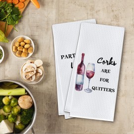 Cilrii Funny Wine Kitchen Towels,Funny Wine Dish Towels,Wine Hand Towels,Wine Kitchen Decor,Wine Tea Towels,Wine Lover Gifts,Wine Lovers Gifts for Women,16 X 24,Set of 2