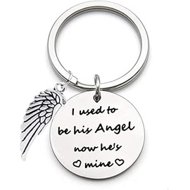 Memorial Key Chain I Used to Be His Angel Loss of Loved One Jewelry In Memory of Grandpa/Dad Remembrance Key Ring Gift