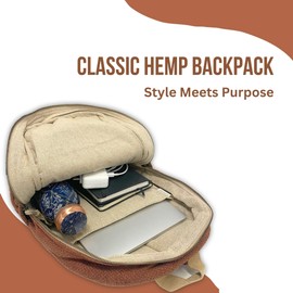 TruHemp Classic Hemp Backpack, Brown – Stylish & Durable Backpack, Comfortable Adjustable Straps, Multiple Compartments, Ideal for Travel, Hiking & Daily Use