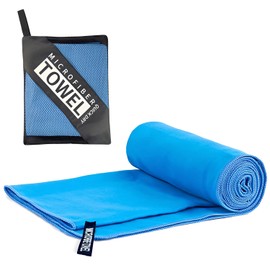 LushOrchidVale Microfibre Sports Towel, Quick Dry, Ultra Absorbent, Grey and Blue, for Gym and Fitness (Sky Blue, 40x80cm)