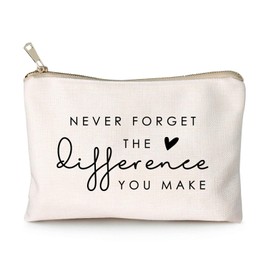Never Forget The Difference You Make Coworker Retirement Gift Retiring Teacher Cosmetic Bag Makeup Bag Makeup Pouch Thank You Gift, Retirement Gift, Coworker Meaningful Leaving