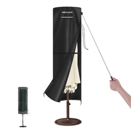 SIMPHAUS Parasol Protective Cover 300 cm Cantilever Parasol Cover Double Parasol Protective Cover Waterproof Garden Umbrella Cover 3 m with Rod Garden Shower Cover 420D Oxford Fabric 220 x 67/67
