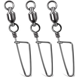 Ball Bearing Fishing Swivels with Coastlock Snaps, 20pcs High Strength Copper Snap Swivels Fishing Saltwater Stainless Steel Welding Rings Black Nickel Barrel Swivel for Saltwater Fishing