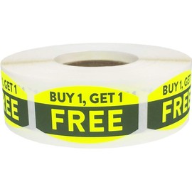 "Buy 1 Get 1" BOGO Grocery Store Food Labels .75 x 1.375 Inch 500 Total Adhesive Stickers