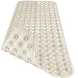 Naoloture Extra Long Bathtub Mat Non Slip, Beige Soft Bath Mat for Tub 40 x 16 Inch Full Size, Bath Tub Shower Mats for Bathroom Floor with Big Suction Cups and Drain Holes, Easy Washable, BPA Free