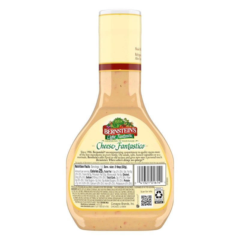 Bernstein's Light Fantastic Cheese Fantastico, Salad Dressing 14 oz x