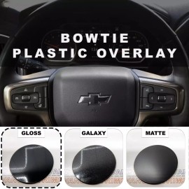 Advanced Trims Gloss Black Steering Wheel Bowtie Overlay Chevy Silverado 2014-2025 NOT VINYL