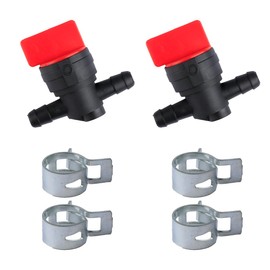 GroveEss Universal 180°Fuel Shut Off Valve,Inline On/Off Fuel Tap with Clamps,Plastic Petcock Switch Garden Brush Cutter Lawnmower Accessory