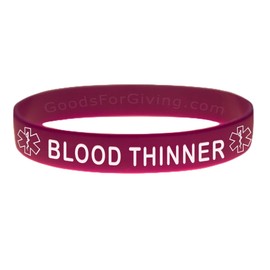 Blood Thinner ID Bracelet Wristband - Purple - 8 Inches - Standard