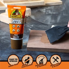 Gorilla Wood Filler 2 Pack Walnut All Purpose Water Resistant Repair Putty 80...
