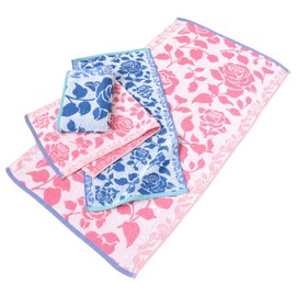 ［無撚糸ジャガード（エリザローズ）］ フェイスタオル ブルー