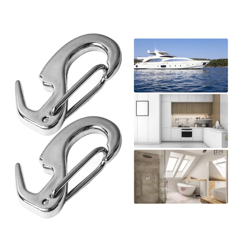 2 Pcs Stainless Steel Spring Hook 65mm Rust Prevention Spring