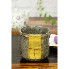Tea Cup Stylish Kutani Yunomi Yunomi Gold Foil Line Tea Bowl Pottery Brand Japanese Tableware Made in Japan