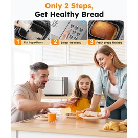 2LB Bread Maker Machine, OSIPOTO 17 in 1 Automatic Stainless Steel Bread Machine, Non-stick, Beginner-Friendly Controls, 15 Hour Timer, Easy to Clean Low Noise, High Success Rate for Homemade Bread