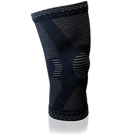 H2M Knee Brace Compression Sleeve for Running, Basketball, Football, Volleyball, Weightlifting, Gym, Workout, Sports (Black/Grey, XL)