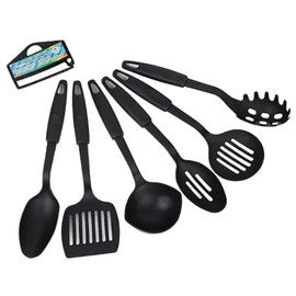 6 Piece Kitchen Utensil Set, Ladle, Slotted Spoons, Spatula, Foamer, Slotted Turner, Spaghetti Server, Dishwasher Safe, with Hanging Hole