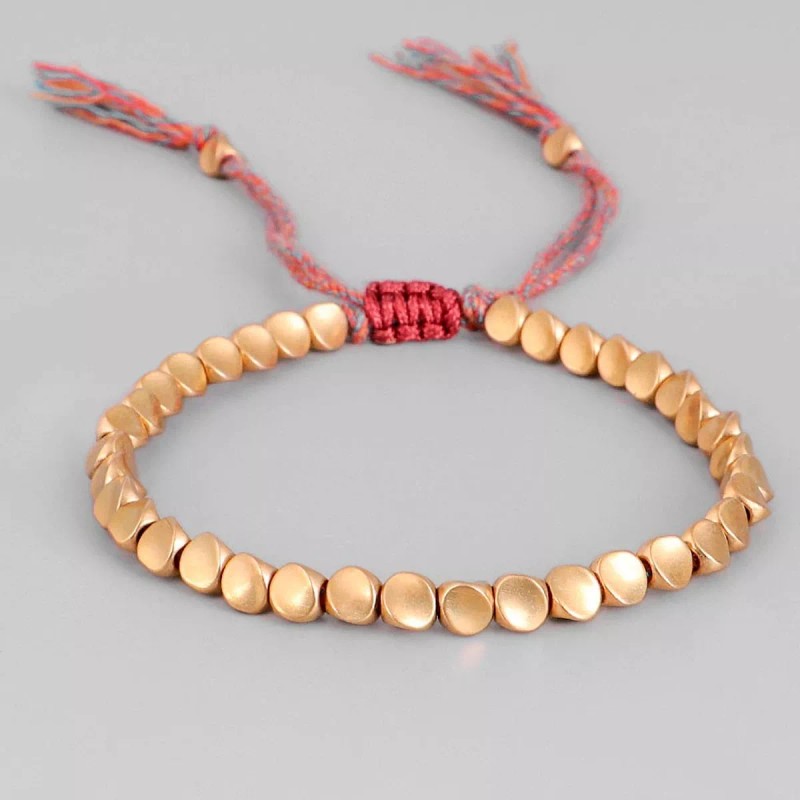 Veraly Pulsera Tibetana Cobre Mujer Hecha A Mano De Cuerda