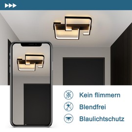CBJKTX Ceiling Light LED Ceiling Light Black Small Hallway Lamp 19 W 30 cm Kitchen Lamp Modern Warm White 3000 K Geometry Design Bedroom Lamp for Hallway Bedroom Kitchen Living Room Studio