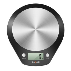 ACCUWEIGHT 203 Digital Kitchen Scale for Food or Mail Electronic Stainless Steel Measuring Function for Liquid in ml and Fl. oz, 5000g, 0.1oz increments or 1g