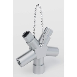 ABSINA Universal Key with 4 Profiles, Triangular Key, Square Key, Control Cabinet Key, Square Triangular Construction Key, Universal Key for Standard Cabinets and Locking Systems