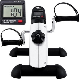 Mini Exercise Bike, himaly Under Desk Bike Pedal Exerciser Portable Foot Cycle Arm & Leg Peddler Machine with LCD Screen Displays - Color: White